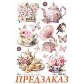 Рисовая бумага Ciao Bella для декупажа CBRP520 "Чай и цветы" А4 Рисовая бумага Ciao Bella для декупажа CBRP520 "Чай и цветы" А4